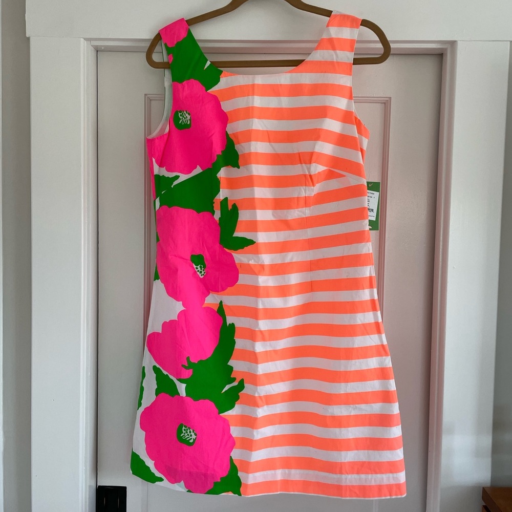 Lilly Pulitzer sleeveless Delia dress sunrise orange wild flowers print